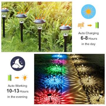 Beau Jardin 8 Pack Solar Pathway Lights Outdoor Metal Solar Powered Lights Waterproof Glass High Lumen for Garden Landscape Path Yard Walkway Patio Driveway Outside Colored Color Changing White Black