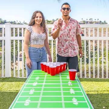 GoPong 8 Foot Portable Beer Pong / Tailgate Tables (Black, Football, American Flag, or Custom Dry Erase)