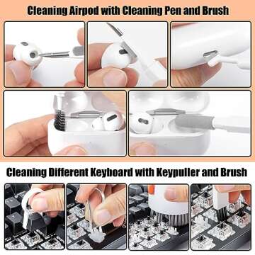 Laptop Phone Screen Cleaner Kit, Computer Keyboard Brush Cleaning Spray for iPhone AirPods MacBook iPad, 20-in-1 Electronic Device Clean Tool for Camera PC Monitor Earbud TV Tablet Car Screens