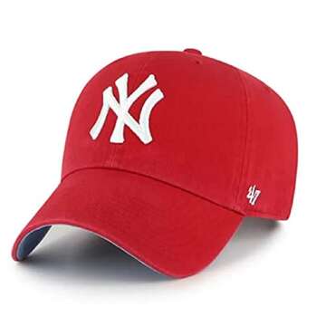 '47 MLB New York Yankees Ball Park Clean Up Adjustable Hat, Adult One Size Fits All (New York Yankees Red Blue)