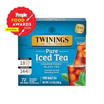 Twinings NEW Black Iced Tea, 72 Deliciously Unsweetened Tea Bags, Makes 18 Pitchers or 144 Servings, Caffeinated, 72 Count (Pack of 1)