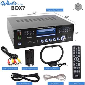 Pyle 4 Channel Wireless Bluetooth Amplifier - 3000 Watt Stereo Speaker Home Audio Receiver w/ FM Radio, USB, 2 Microphone w/ Echo for Karaoke, Front Loading CD DVD Player, LED, Rack Mount - PD3000BA