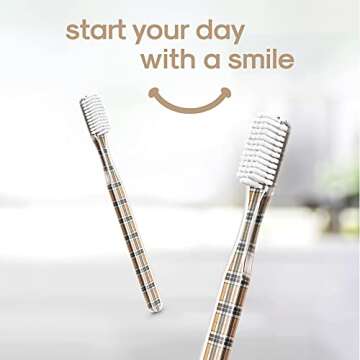 SMYL Toothbrush, Toothbrushes for Adults with Nylon Bristles, Oral Care and Plaque Removal, Fashion Textile Print, Plaid