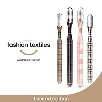 SMYL Toothbrush, Toothbrushes for Adults with Nylon Bristles, Oral Care and Plaque Removal, Fashion Textile Print, Plaid