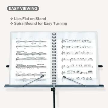 CRANBURY 9x12 Sheet Music Binder – Spiral Bound, Lay Flat, Dual Usage Sheet Protectors, Write Directly on Pages, or Store Sheets in Protective Pockets, 24 Sleeves, for Larger 9 x 12 or A4 Paper