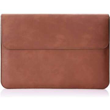 MoKo Tablet Sleeve Case Bag, PU Leather Protective Tablet Sleeve Compatible with Surface Pro X/Pro 7/Pro 6/ Pro 5/Pro 4/Pro 3/Pro 12.3/Pro LTE 12.3"/MacBook Air 11.6 Inch, with Pen Holder - Brown