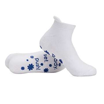 Labor and Delivery Non Skid Socks by Baby Be Mine Maternity, Ready Set Push, Blue, 6-10