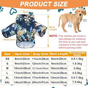 Weewooday 4 Pieces Pet Summer T-Shirts Hawaii Style Floral Dog Shirt Hawaiian Printed Pet T-Shirts Breathable Pet Cool Clothes Beach Seaside Puppy Shirt Sweatshirt for Dogs Pet Puppy (Large)