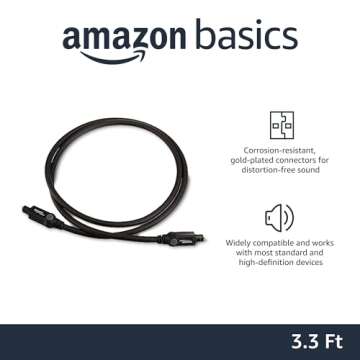 Amazon Basics 3.3ft Toslink Digital Optical Audio Cable - Multi-Channel for Home Theatre