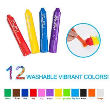 MayMoi Tempera Paint Sticks, Washable Paint Sticks for Kids, Quick Drying & No Mess, Non-Toxic, Best Art Birthday Gifts for Kids (12 Colors)