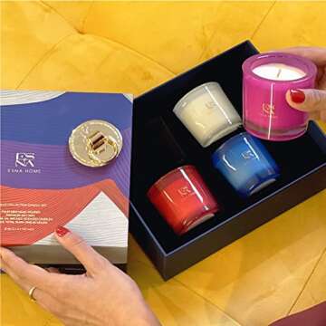 ESNA HOME Aromatherapy Scented Votive Candles Gift Set | 4 Natural Soy Candles Gifts for Women | Lavender Essential Oils Stress Relief | Luxury Candles Gift with Gift Box | Birthday Gifts for Friends