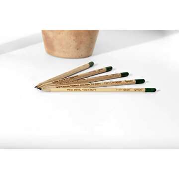 Sprout Wood-Cased Pencils | Happy Bee Edition | 5 pcs, Unisex, Graphite, Sustainable, Plantable, Eco-Friendly, Non-Toxic, Biodegradable, PEFC or FSC Certified