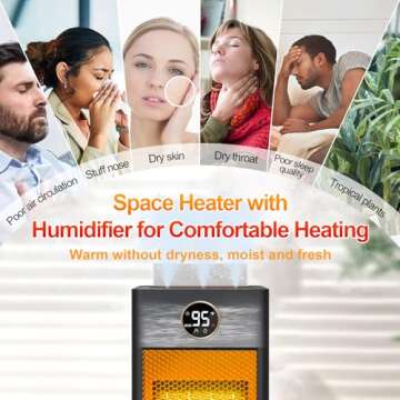 1500W Portable Space Heater with Humidifier & Oscillation