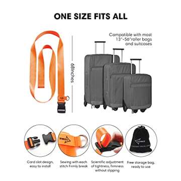 Car Seat Travel Belt, Adjustable car seat Travel Strap for Transport Kid Car Seat to Convert Car Seat Luggage Carts Into Airport Car Seat Stroller, Easy Carry Universal Size (Orange)