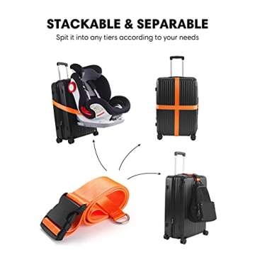 Car Seat Travel Belt, Adjustable car seat Travel Strap for Transport Kid Car Seat to Convert Car Seat Luggage Carts Into Airport Car Seat Stroller, Easy Carry Universal Size (Orange)