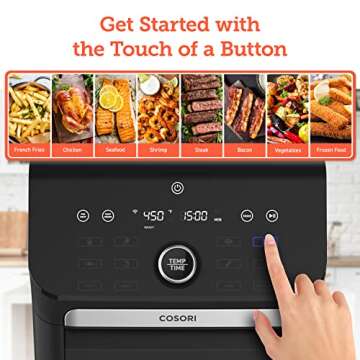 COSORI Air Fryer Toaster Oven Combo, 10 Qt Family Size, 14-in-1 Functions with Dehydrate, Roast, Smart Control Through Phone & Voice, 1000+ In-APP Recipes & 6 Dishwasher -Safe Accessories, Black