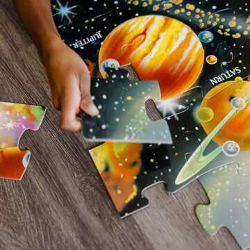 Melissa & Doug Jumbo Jigsaw Floor Puzzle Set - Solar System and Underwater (2 x 3 feet each) - Ocean Puzzles, Planet Puzzles, Educational Puzzles, Large Floor Puzzles For Kids Ages 3+