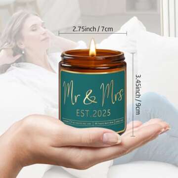 Wedding Gifts for Couples 2025,Mr and Mrs Gifts,Bridal Shower Gifts with Candle,Wedding Gifts for Bride,Unique Newlywed Wedding Gifts for Couples,Future Mr and Mrs Gifts