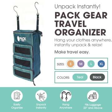 Pack Gear Hanging Carry-On Organizer - Our Standard Hanging Luggage Organizer Fits Any Carry On - Our Packing Cubes For Travel Use Mesh Windows to Make Finding Clothes Easy (Green, S)