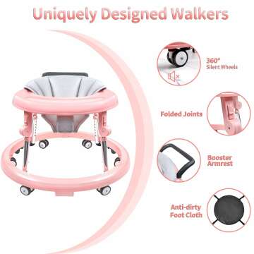 Adjustable Baby Walker with Activity Center for Infants