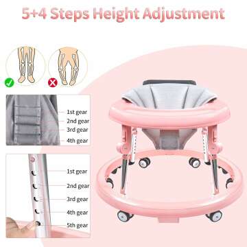 Adjustable Baby Walker with Activity Center for Infants