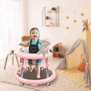 Adjustable Baby Walker with Activity Center for Infants