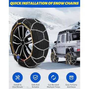 Auto Fixing Snow Chains Tire Chains For Cars Suv Pickup Trucks - Auto Fixing 1 Min Quick Fit AND Easy Installation, Reusable Universal Emergency Traction Snow Chains - Set of 2（HKN140）