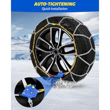 Auto Fixing Snow Chains Tire Chains For Cars Suv Pickup Trucks - Auto Fixing 1 Min Quick Fit AND Easy Installation, Reusable Universal Emergency Traction Snow Chains - Set of 2（HKN140）