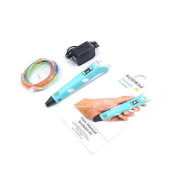 SCRIB3D P1 3D Printing Pen with Display - Includes 3D Pen, 3 Starter Colors of PLA Filament, Stencil Book + Project Guide, and Charger