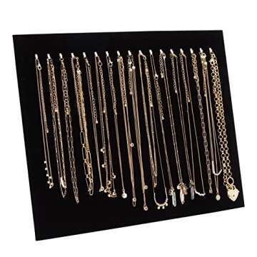 Genie Crafts 2 Pack Jewelry Display for Selling, Black Velvet Boutique Necklace Stands Boards with Hooks for Pop Up Shop (15 x 12 x 4.5 In)