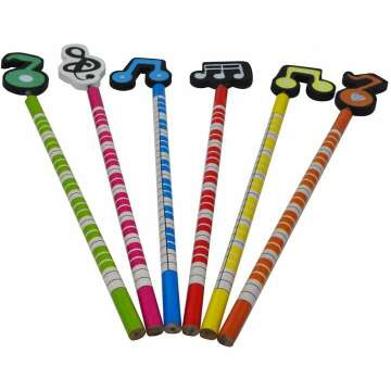 Music Themed Pencils with Cute Cartoon Musical Instruments Patterns Artist Pencil set (Music Note)