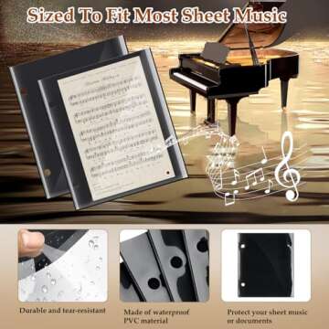 20 Pieces Flip Folder Pages 7.5 x 6.3'' Marching Band Musical Flip Folio Page with 2 Holes PVC Waterproof Resist Tearing Window Pages for Holding Sheet Music Files (Single Available)