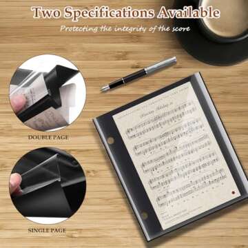 20 Pieces Flip Folder Pages 7.5 x 6.3'' Marching Band Musical Flip Folio Page with 2 Holes PVC Waterproof Resist Tearing Window Pages for Holding Sheet Music Files (Single Available)