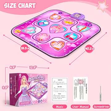 Dance Mat Toys for 3-12 Years Old Girls Birthday Gifts, Musical Dance Mat for Kids, Dance Pad with LED Lights, 6 Game Modes, Built-in Music, Adjustable Volume, Christmas Birthday Gifts for Boys Girls