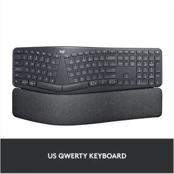 Logitech ERGO K860 Wireless Ergonomic Qwerty Keyboard - Split Keyboard, Wrist Rest, Natural Typing, Stain-Resistant Fabric, Bluetooth and USB Connectivity, Compatible with Windows/Mac,Black