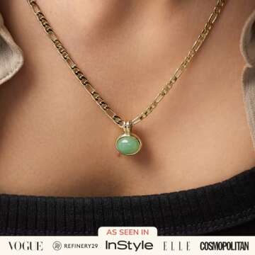 Ana Luisa Gold Gemstone Necklace - Meesh - 14K Gold Plated Necklace With Green Stone Pendant - Hypoallergenic, Water-Resistant, Tarnish-Free - Lobster Clasp Necklaces - Valentine's Day Gifts for Her