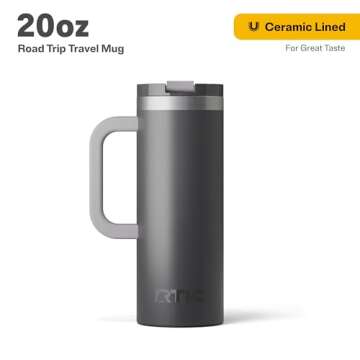 RTIC 20oz Insulated Travel Mug with Lid & Handle – Perfect for Hot or Cold Beverages