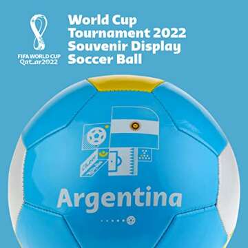 FIFA World Cup Qatar 2022 Team Argentina Soccer Ball Souvenir Display, Officially Licensed Futbol for Youth and Adult Soccer Players, Blue