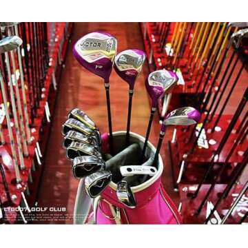 13 Pieces Senior Complete Golf Clubs Set for Women Right Handed Includes 460cc Alloy Driver, Fairway Woods, Hybrid, 6-#SW, Putter and Golf Stand Bag