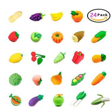 Joanna Reid Collectible Set of Adorable Puzzle Erasers for Kids Value Pack - No Duplicates - Puzzle Toys Best for Party Favors-Treasure Box Items for Classroom (Vegetable & Fruit)