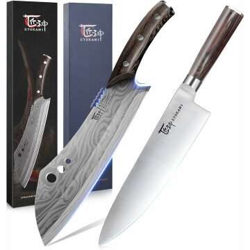 Premium Butcher Knife 10 Inch & Chef Knife 8 Inch - Japanese Style Set