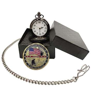 Jofanvin Gifts for Veterans,Pocket Watch for Veterans with Military ChanllengCoin,Best Veterans Day Gifts with Gifts Box Packaging