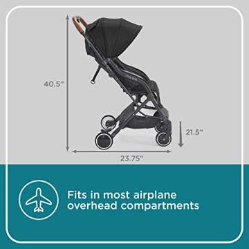 Contours Bitsy Elite Lightweight Baby Stroller, Toddler Stroller, Compact Stroller for Travel, Foldable Stroller with Adapter Free Infant Car Seat Compatibility, Easy One-Hand Fold - Onyx Black