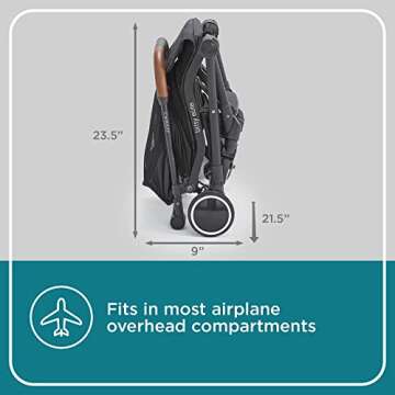 Contours Bitsy Elite Lightweight Baby Stroller, Toddler Stroller, Compact Stroller for Travel, Foldable Stroller with Adapter Free Infant Car Seat Compatibility, Easy One-Hand Fold - Onyx Black