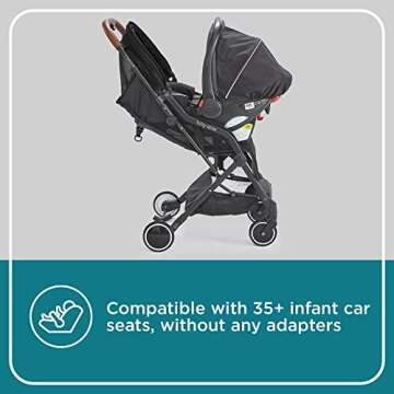 Contours Bitsy Elite Lightweight Baby Stroller, Toddler Stroller, Compact Stroller for Travel, Foldable Stroller with Adapter Free Infant Car Seat Compatibility, Easy One-Hand Fold - Onyx Black