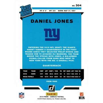 Daniel Jones 2019 Donruss Rated Rookie Card - #304