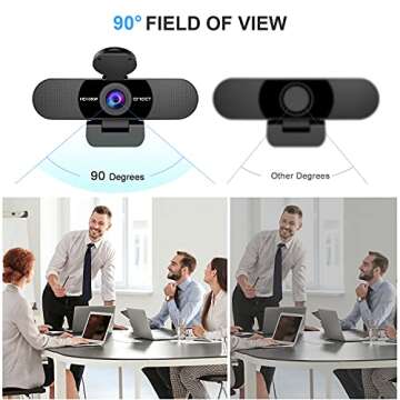 EMEET 1080P Webcam with Microphone, C960 Web Camera, 2 Mics Streaming Webcam, 90°FOV Computer Camera, Plug and Play USB Webcam for Online Calling/Conferencing, Zoom/Skype/Facetime/YouTube, Laptop/PC