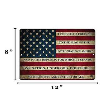 USA Flag Metal Tin Sign - Unique Wall Decor 12x8