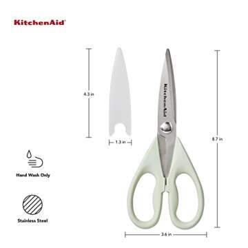 KitchenAid All Purpose Kitchen Shears with Protective Sheath for Everyday use, Dishwasher Safe Stainless Steel Scissors with Comfort Grip, 8.72-Inch, Pistachio