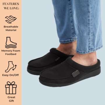 Memory Foam Clog Slipper for Men - Black & Wide Size